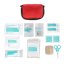 Travel first aid kit for bicycles, first aid kit for hiking - suitable for advertising print on red nylon packaging, contains 16 first aid items, suitable as a corporate gift for employees, sports clubs, event participants