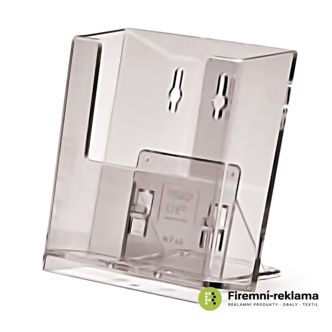 Stojánek na letáky formátu A4, 2 kapsy za sebou (bez děliče) - Barva: transparent, Varianta: Taymar® Brochure Holder Counter/Wall 1x A6 Portrait, Velikost média: A6 (105 x 148 mm)
