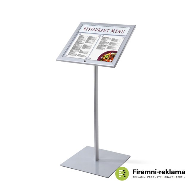Freestanding Menu Display Case - Colour: silver, Variant: Lockable Menu Stand Non-Illuminated 2x A4, Media Size: 2 x A4 (210 x 297 mm)