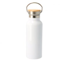 White stainless steel travel bottle