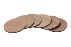 Set of 6 round walnut coasters