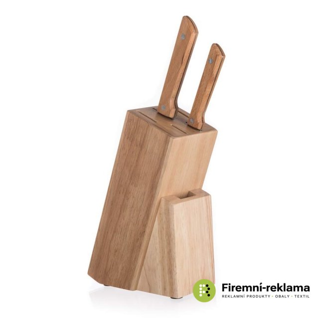Wooden knife stand BRILLANTE rubber tree - 22 x 17 x 9 cm