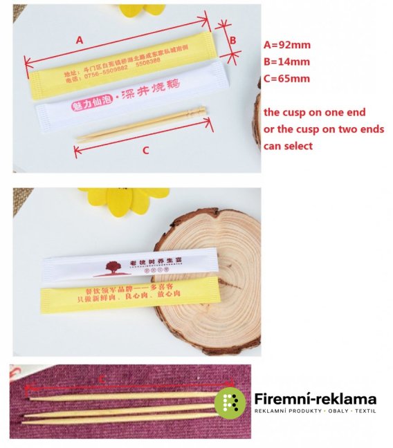 Wooden toothpicks with custom print - Packaging: 50000pcs