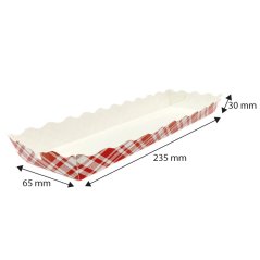 Paper food tray (corn dogs, sausages, baguettes, etc.) with custom printing Paper food tray (corn dogs, sausages, baguettes, etc.) with custom printing