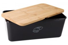 Bread box with cutting board - black