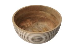 Mango wood bowl with white stripes - 24 cm