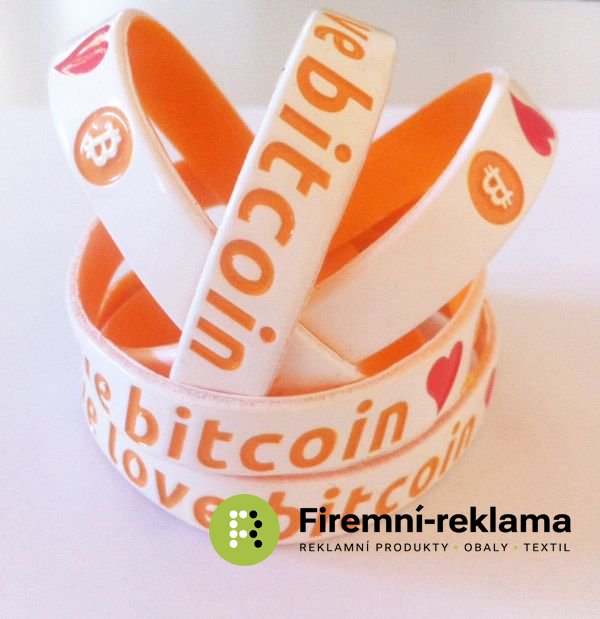 Bitcoin silikonový náramek ražba s výplní - speciální edice - Balení: 5ks