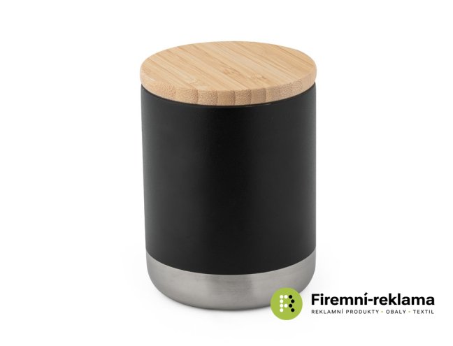 Thermo cup with bamboo lid - black