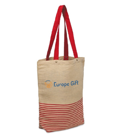 Eco-friendly jute bag with logo, shopping bag with long handles