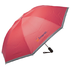 reflexní deštník, červený s šedým reflexním pruhem