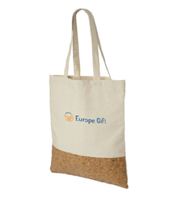 Eco-friendly bag with cork and print, shopping bag with long handles