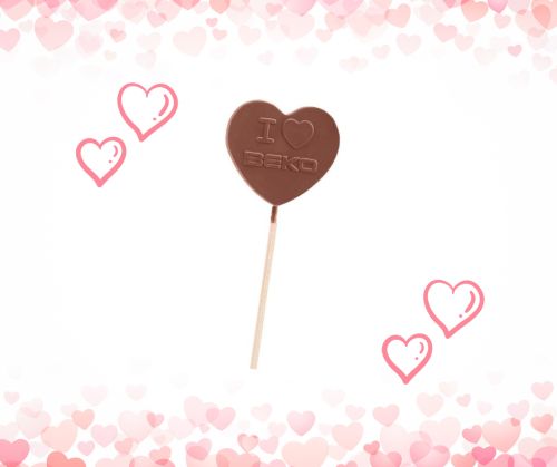 Čokoládové lízátko srdce s potiskem - Tip na firemní valentýnský dárek