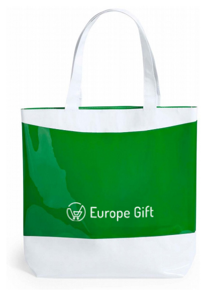 green plastic bag with printing