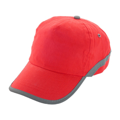 reflexní čepice s kšiltem a reflexním šedým páskem, červená